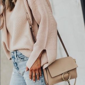 Blush Topshop Moss Stitch Wide Sleeve Sweater